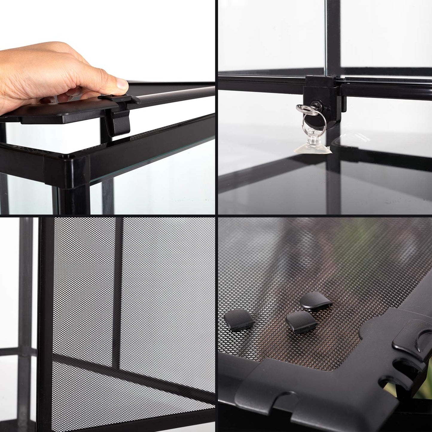 REPTI ZOO 24" x 18" x 36" Reptile Tall Glass Terrarium Rainforest Habitat Double Hinge Door with Screen Ventilation 67 Gallon Reptile Terrarium Easy Assembly