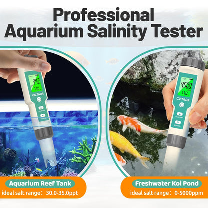 Digital Salinity Tester and 56.2mS/cm(35.0 PPT) Calibration Solution Combo for Saltwater Pool, Seawater, Aquarium, Fish Tank