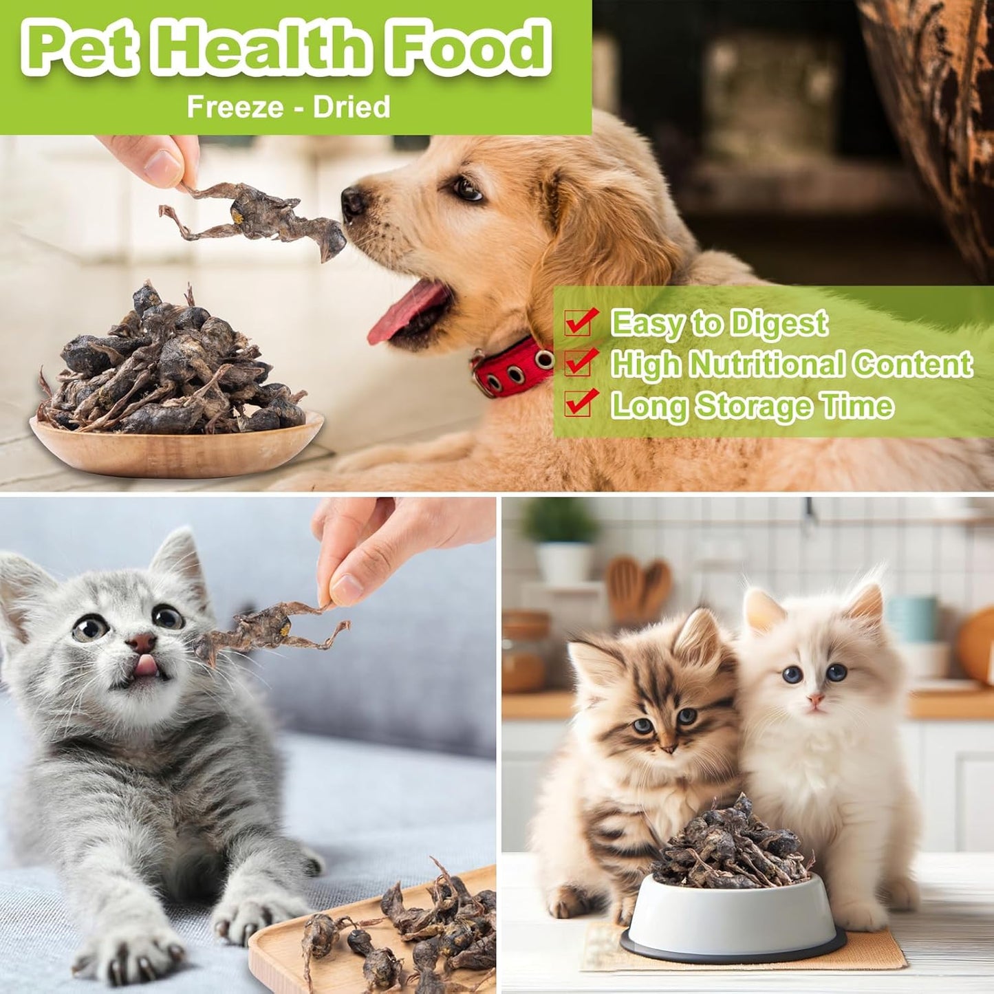 Freeze-Dried Quail Cats & Dogs Treats - Single Ingredient Pet Snacks, High-Protein Training Rewards, Grain-Free, Easy Digestion (3oz)