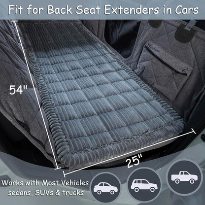 Dog Bed for Car Back Seat, Non-Slip Backseat Pet Bed Mat for Travel, Soft Dog Seat Cover Blanket Washable Couch Protector Fit for Hammock Extenders in Cars, SUVs and Trucks(54"×25" Gray)
