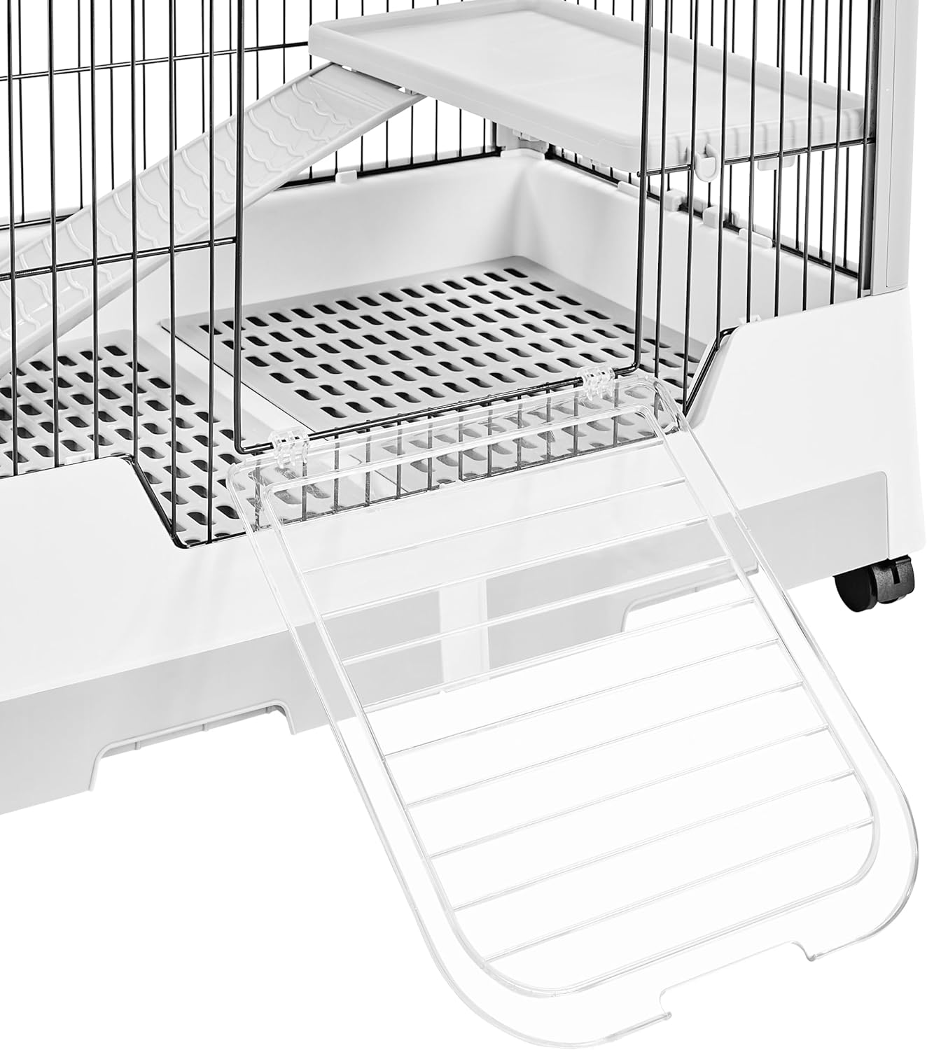 Yaheetech 30'' Small Animal Cage 2-Level Open Top Rabbit Cage on Wheels with Pull-Out Tray for Guinea Pig, Ferret, Chinchilla, Kitten, Bunny Small Animal Hutch, 30'' W × 20'' D × 27'' H