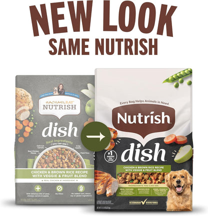 Nutrish Dish Chicken & Brown Rice Recipe with Veggie & Fruit Blend Dry Dog Food, 11.5 lb. Bag, Packaging May Vary (Rachael Ray)