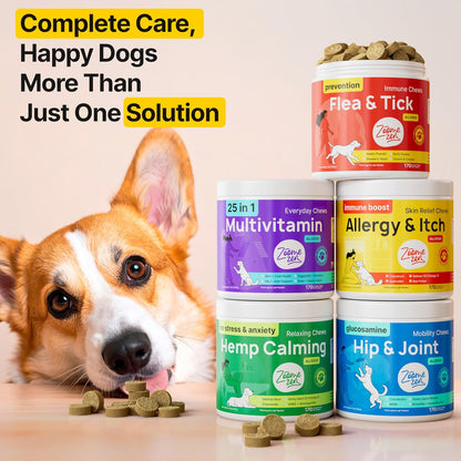 Flea and Tick Prevention for Dogs Chewable – Natural Flea Pills for Dogs, All Breeds & Ages, Chicken Flavor – Dog Flea and Tick Treatment Chewable Supplement – 1 Pack, 170 Count, Made in USA