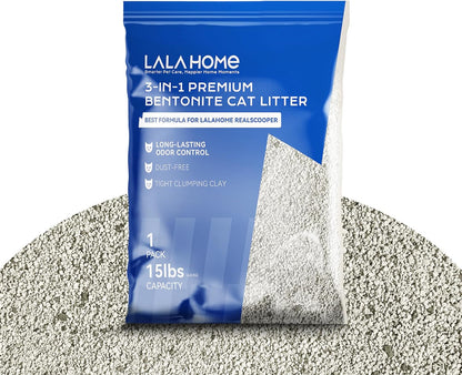 Clumping Cat Litter, Premium Bentonite Cat Litter Sodium-Based, Dust-Free, Strong Durability, Odor Control, Natural Mineral Formula Unscented Litter for RealScooper - 15 lb. Box
