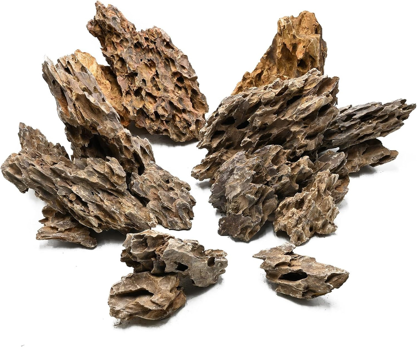 Unocho Aquarium Stone Rocks Dragon Stone 10lb Aquarium Décor Rocks Aquascaping Stone Fish Rocks for Aquariums Landscaping Model Tank Decoration Paludarium Amphibian Enclosures(2-6 inches)