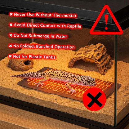 Reptile Heat Pad 16W with PID Dimming Thermostat, Adjustable Thermostat Heating Pad for Reptile Tank, Lizard, Snake, Bearded Dragon, Hermit Crab, Terrarium Heating Mat for Reptiles