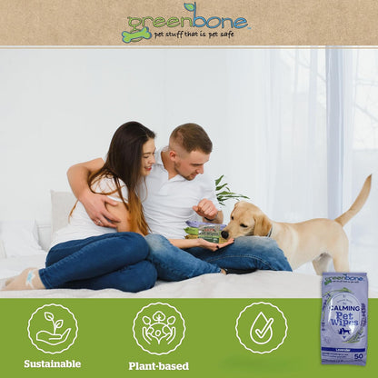 Greenbone On-The-Go Pet Wipes Bundle Pack - 150 Total Wipes (50 Each of Unscented, Lavender, Honey Milk Oatmeal) - Gentle Cleaning for Dogs and Cats