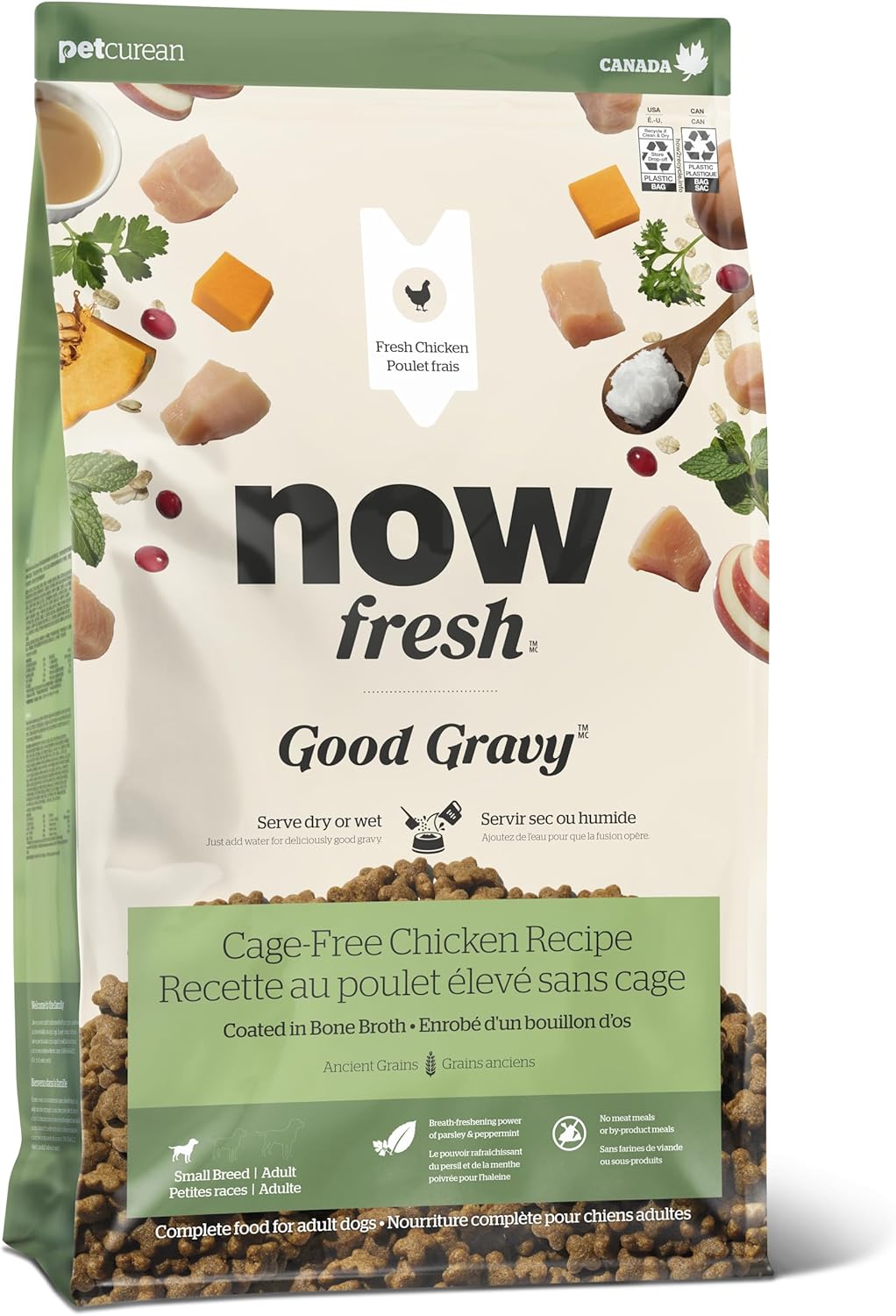 Now Fresh Good Gravy Premium Dry Dog Food with Chicken & Ancient Grains for Small Breeds, Healthy Kibble for Adults Coated in Bone Broth – Just Add Water to Moisten, Made with Real Meat, 12 lb Bag