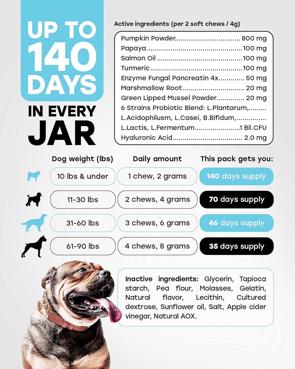 Probiotic + Omega-3 Dog Supplement Bundle — Daily Chews with Probiotics & Salmon Oil, Biotin & Zinc — Supports Digestive, Immune, Skin, Coat & Joint Health — 140 + 140 Chews