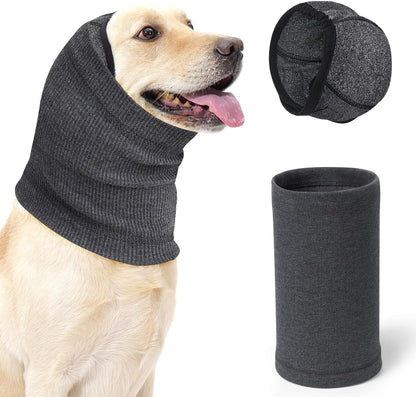 SlowTon Quiet Ears Dog Hoodie - 2 Pcs Ear Wrap Dog Ear Muffs Noise Protection, Anxiety Relief Dogs Hat Calming Hood Head Cover, Pet Headband Dogs Ear Protector for Grooming, Force Drying (Grey,S)