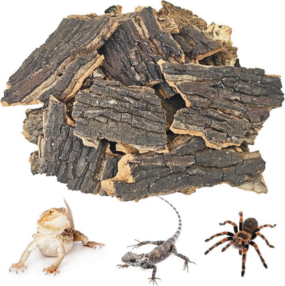 BNOSDM Reptile Cork Bark Substrate 32oz Lizard Bedding for Habitat Natural Flat Cork Wood Bulk Terrarium Reusable Bark Pieces for Chameleon, Ball Python, Crested Gecko, Spider, Tortoise, Tree Frog