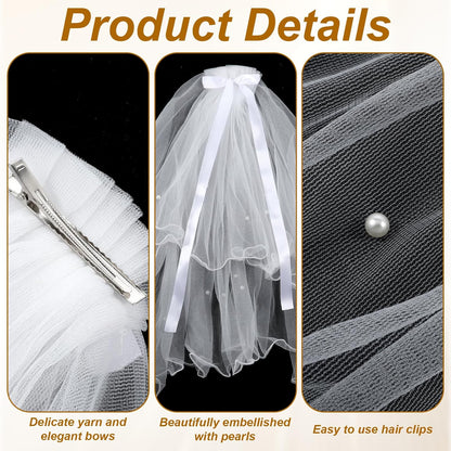 Dog Bow Bride Veil, Pet Wedding Veil with Clip White Dogs Veils Dress Handmade Two-Layer Dogs Headwear Wedding Outfit Hair Accessories for Birthday Weddings Party Decorations