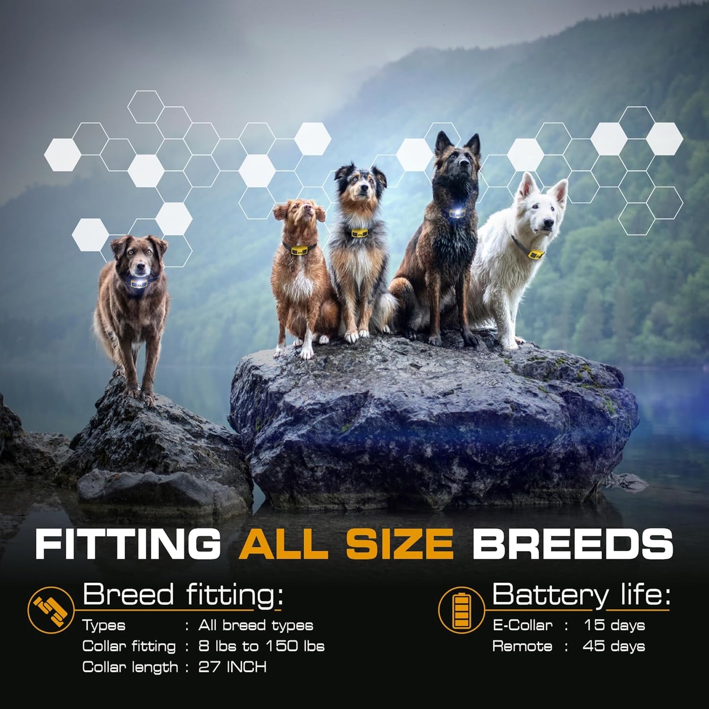 INVIROX E Collar for Dog [Ultra K9] 124 Training Levels, 4 Powerful Modes with Night-Light and ¾ Mile Range 100% Safe Dog Training Collar for Large Dogs IP67 Waterproof
