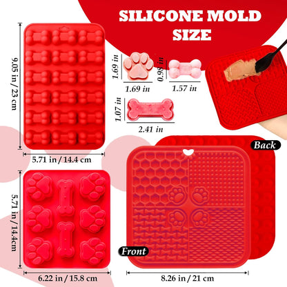 Homemade Dog Treat Molds Silicone,Lick Mat for Dogs & Cats with Suction Cups,Cookie Cutters for Homemade Dog Treats,Includes Vet-Approved Recipe Cards