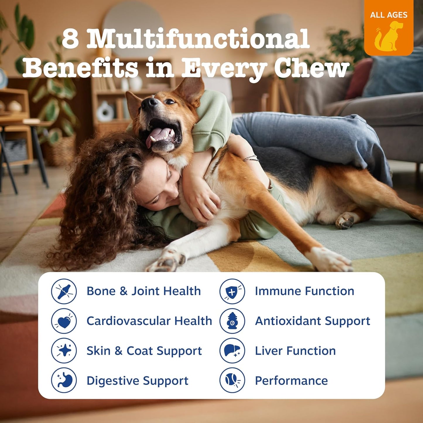 Zesty Paws Dog Multivitamin, Chewable Dog Vitamins and Supplements for Hip & Joints, Skin & Coat, Omega 3 Fish Oil for Dogs- Senior & Puppy Multivitamin- Chicken- 90ct