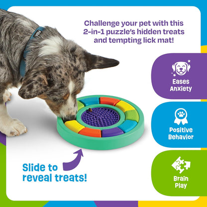 Brightkins Color Wheel Treat Puzzle & Lick Mat,Outdoor Puzzle Board, Interactive Dog Toys, Dog Birthday, Enrichment Slow Feeder Bowls, Puppy Teething and Chewing, Stimulating Automatic Feeder