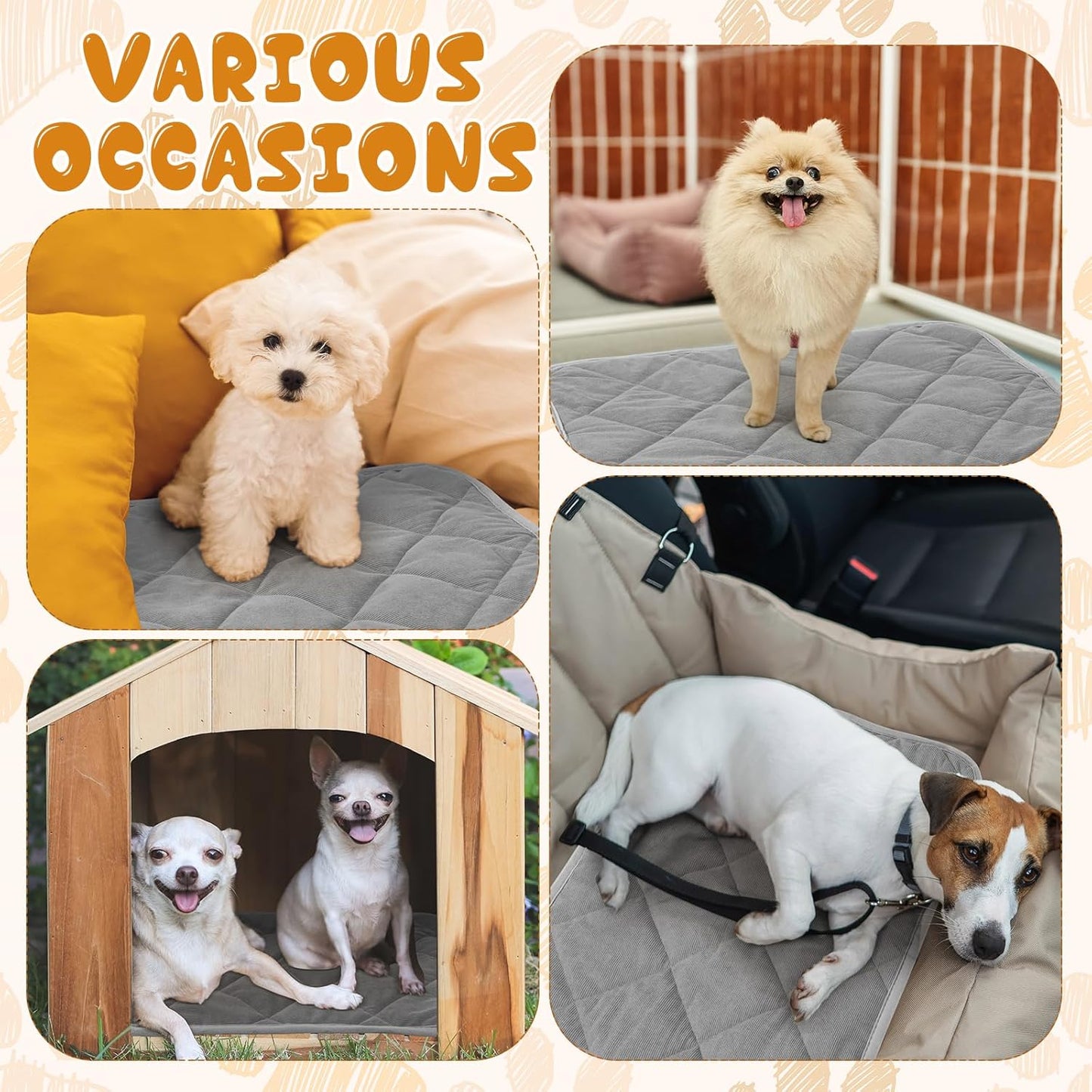 Novabright 4 Pack Self Warming Cat Bed Cat Dog Heating Pad Soft Warm Thermal Mat with Anti-Slip Bottom Dog Crate Pad for Outdoor Indoor Small Dogs Kittens(Gray,17.7 x 23.6 Inches)