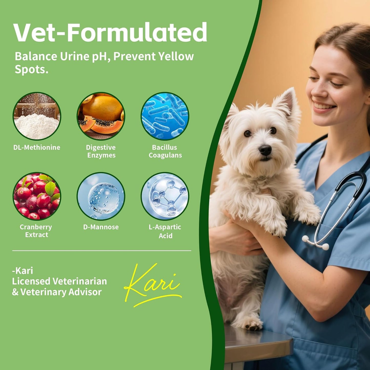 Dog Urine Neutralizer for Lawn -Methionine, Probiotics & Enzymes- - Helps Reduce Lawn Burn from Dog Urine, Supports Digestive and Urinary Health -Veterinarian Recommended- 60ml