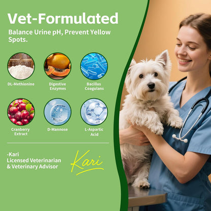 Dog Urine Neutralizer for Lawn -Methionine, Probiotics & Enzymes- - Helps Reduce Lawn Burn from Dog Urine, Supports Digestive and Urinary Health -Veterinarian Recommended- 60ml