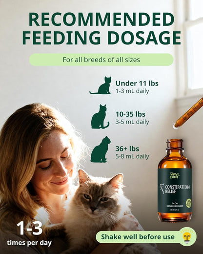 Cat Constipation Relief Liquid Drops, Stool Softener & Gentle Laxative for Cats, Supports Digestive Health, Natural Herbal Supplement with Chicken Flavor, 60 ml / 2 fl oz