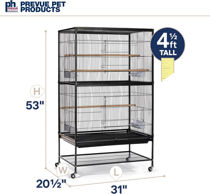 Prevue Pet Products Wrought Iron Flight Cage with Stand F040 Black Bird Cage, 31-Inch by 20-1/2-Inch by 53-Inch