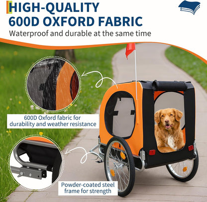Dog Bike Trailer, Supports Up to 88 Lbs, Pet Bicycle Carrier, Easy Folding Cart & Quick Release Wheels, Washable Non-Slip Lining,Universal Bicycle Coupler for Small/Medium Pets