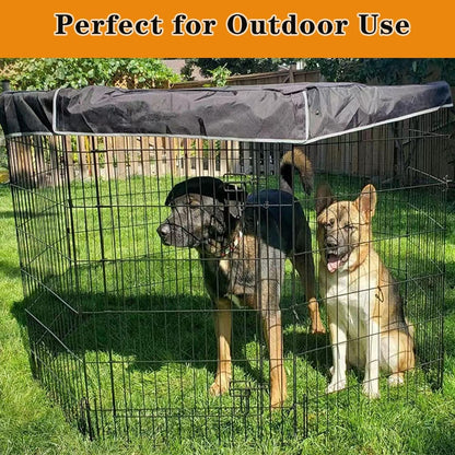 Dog Pen Cover fits All 24" Wide 8 Panels Pet Exercise Pen with Durable Fabric & Mesh Netting, Provide Shade & Security, Dog Playpen Top Cover Indoor Outdoor, Easy to Assemble, Black