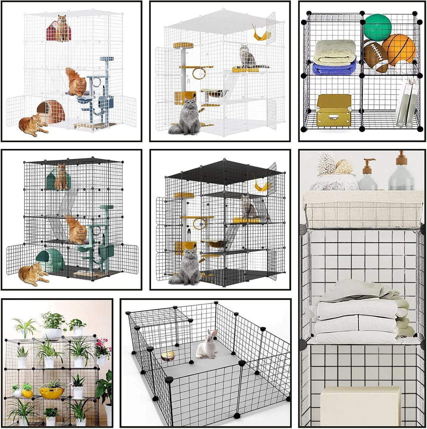 Large Cat Cage,DIY Cat Cage Enclosures Indoor Pet Home Small Animal House Detachable Playpen Metal Wire Kennels for 1-3 Cat