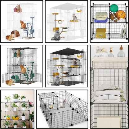 Large Cat Cage,DIY Cat Cage Enclosures Indoor Pet Home Small Animal House Detachable Playpen Metal Wire Kennels for 1-3 Cat