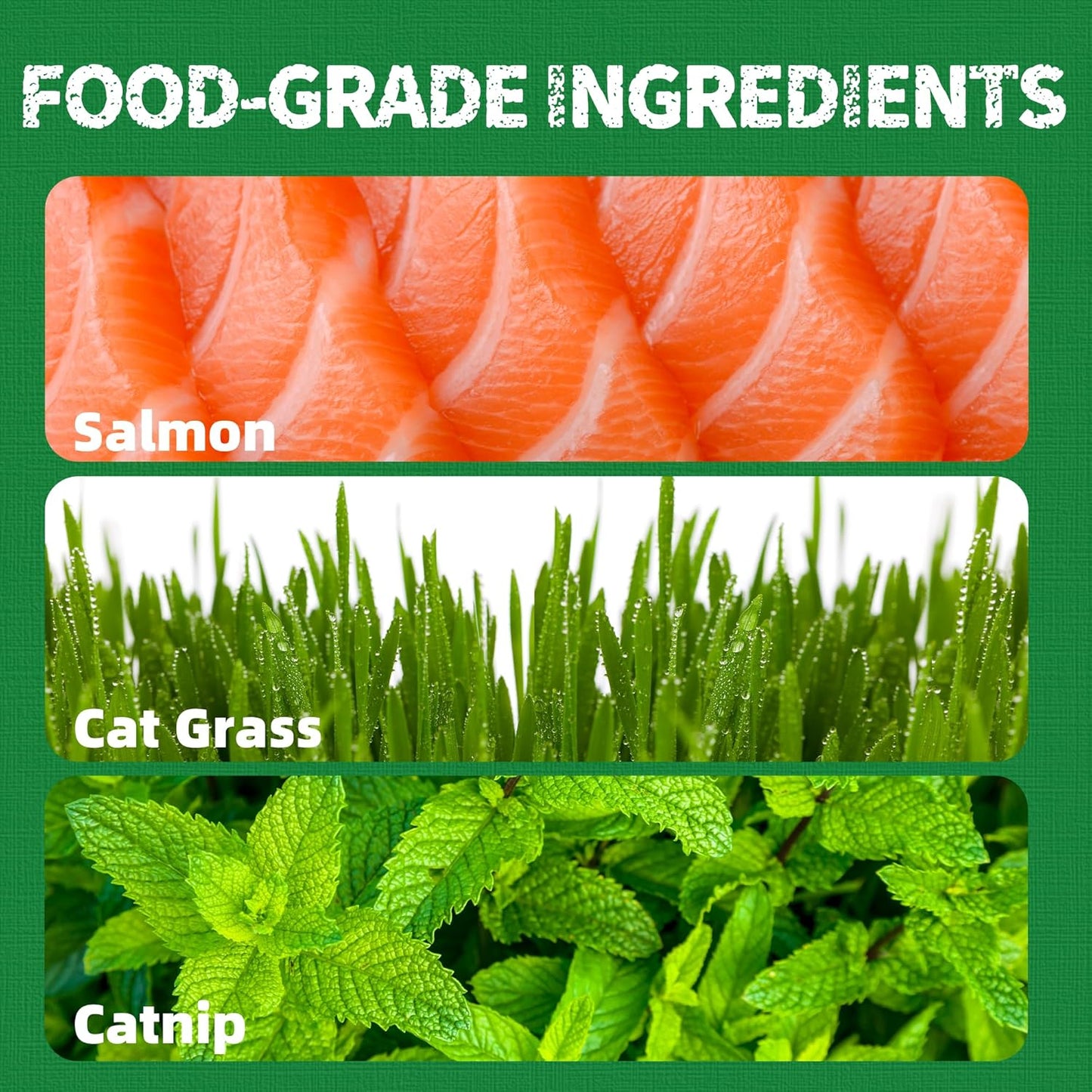 Just Try 13.4 OZ Cat Treats for Indoor Cats Hairball Control Natural Salmon Healthy Cat Grass Treats Kitten Snacks Training Biscuits Catnip for Cats Dental Care