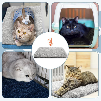 6 Pack Self Warming Cat Pads,19 x 28 Inch Self Heating Dog Cat Mats Extra Warm Thermal Pet Bed Washable Pet Crate Mat Blanket Removable Cover Non Slip for Indoor Outdoor (Grey,Black,Blue)