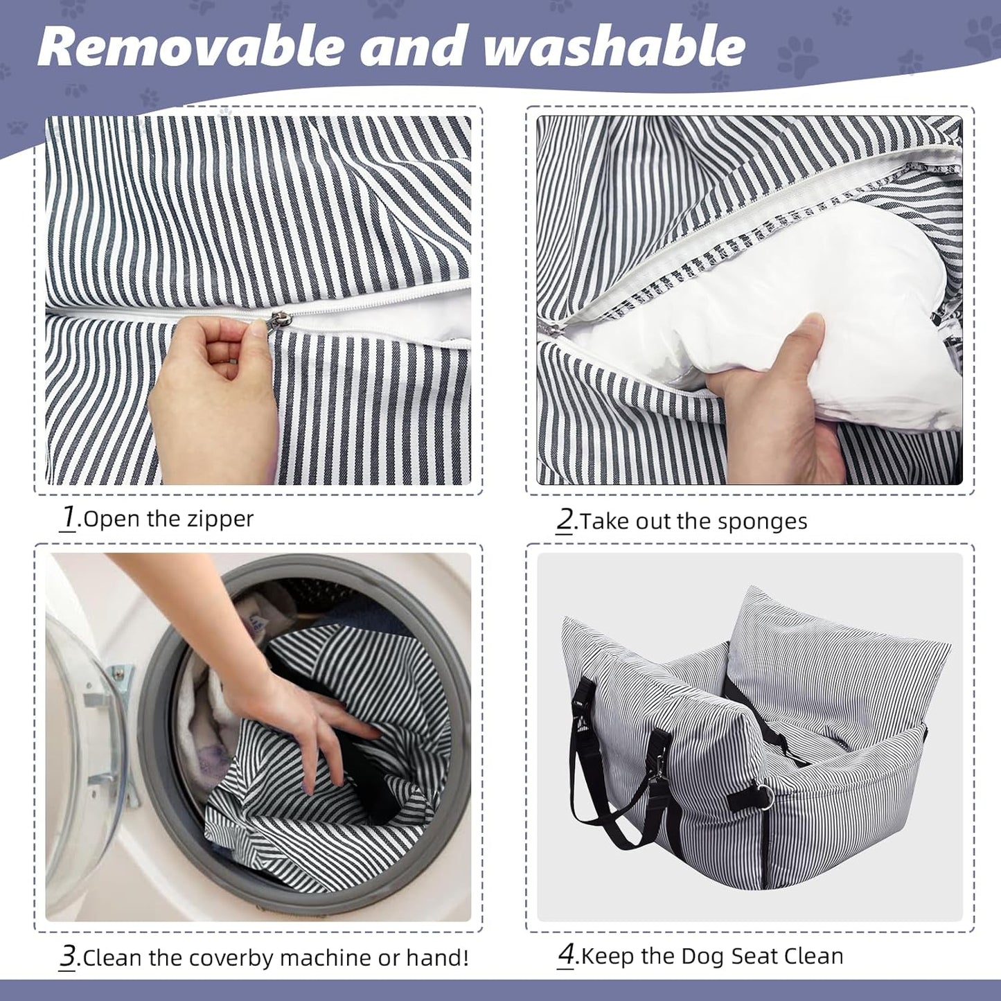 Dog Car Seat for Medium/Small Dogs,Pet Car Seat Travel Bed Detachable Washable Dog Booster Seats Under 30 lbs,Portable Cars Travel Carrier Bed with Storage Pockets and Dogs Safety Belt