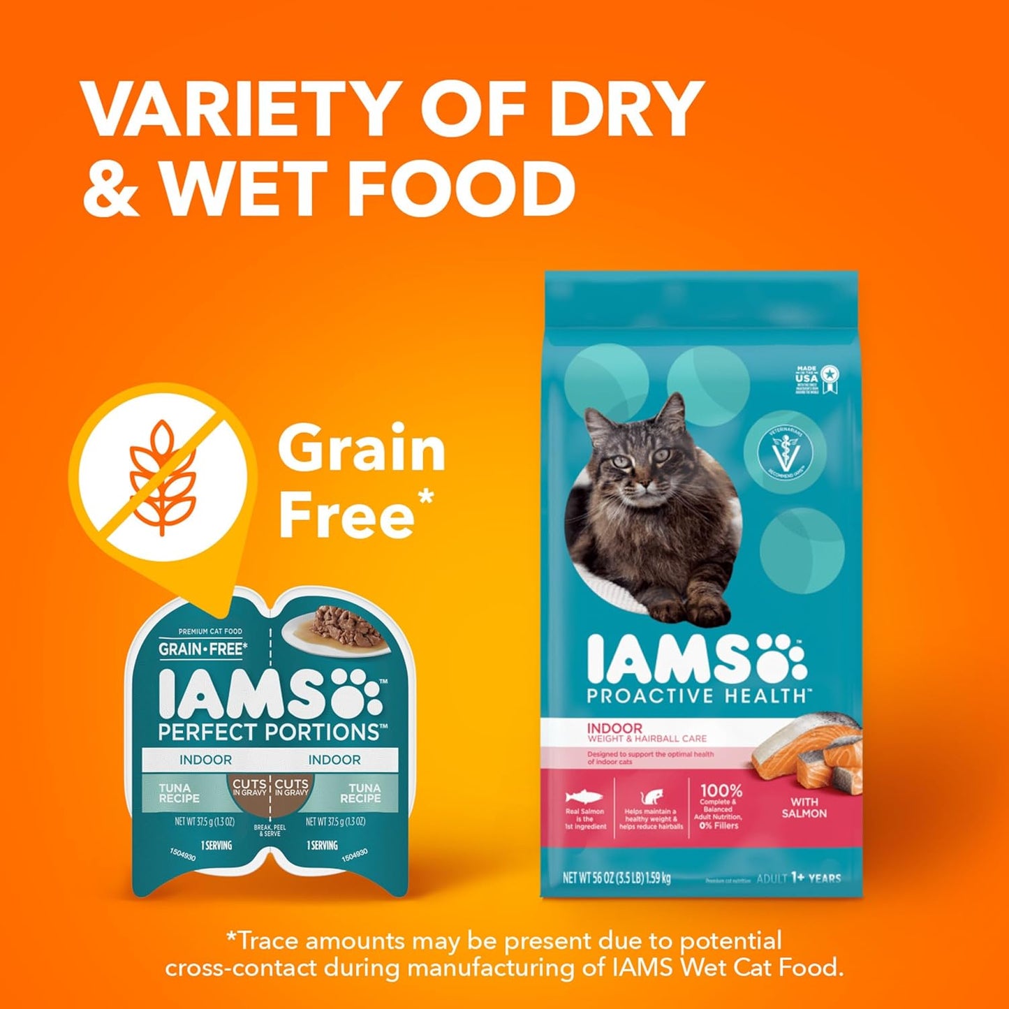 IAMS Perfect Portions Indoor Adult Wet Cat Food Cuts in Gravy Variety Pack, Salmon and Tuna Recipes, 2.6 oz. Easy Peel Twin-Pack Trays (12 Count, 24 Servings)