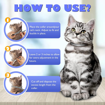 Flea and Tick Collar for Cats 2 Pack, 8-Month Plant-Based Formula with Natural Essential Oils, Waterproof and Comfortable Fit, Comes with Free Comb