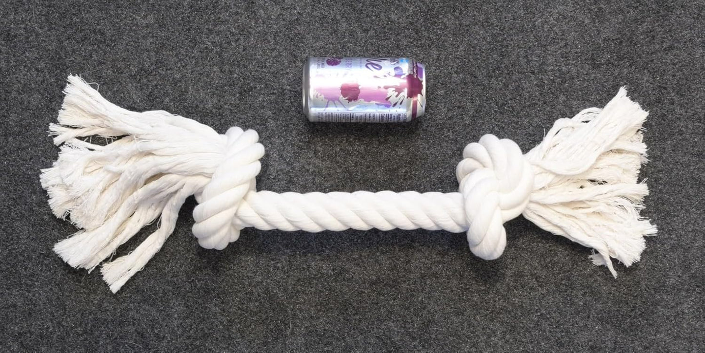Big TUG Dog Toy. Heavy Duty Cotton Dog Toy, Made with Massive 1-1/2" Rope. White Double Knotted Tug Toy, Extra Large Size for Strong Dogs, Durable Braided Chew Rope with Frayed Ends.