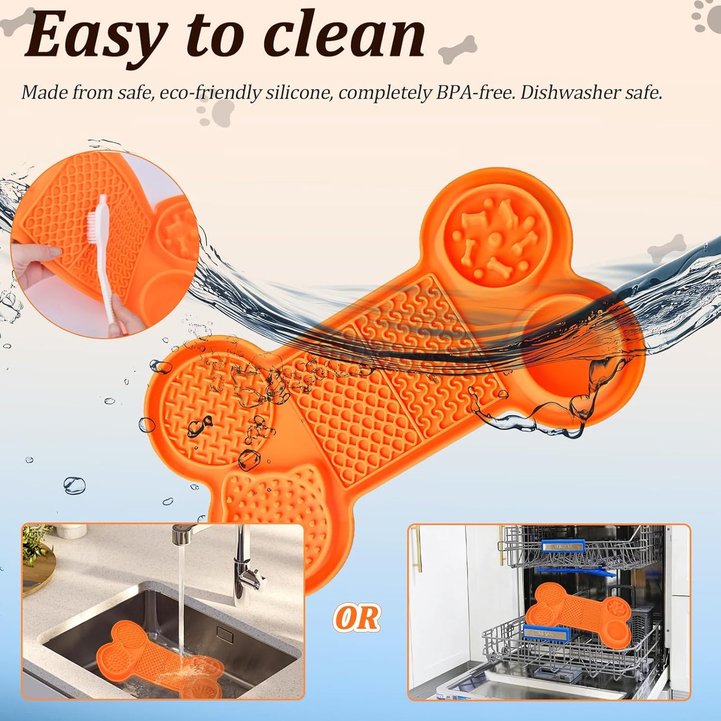 Silicone Slow Feeder Bowl, Lick Mat with Suction Cups for All Breed Dogs, Snuffle Feeding Mat for Bored Puppy Anxiety Relief, Licking Mat for Dry and Wet Food, Grey