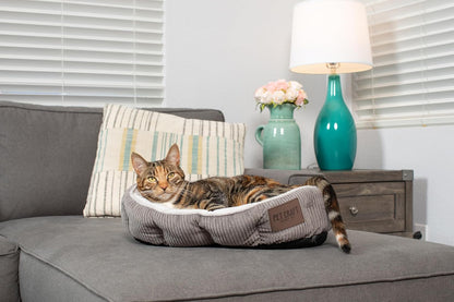 Pet Craft Supply Cat Bed for Indoor Cats - Kitten Bed - Machine Washable - Ultra Soft - Self Warming - Refillable Catnip Pouch,Grey,19x14x5 Inch (Pack of 1)