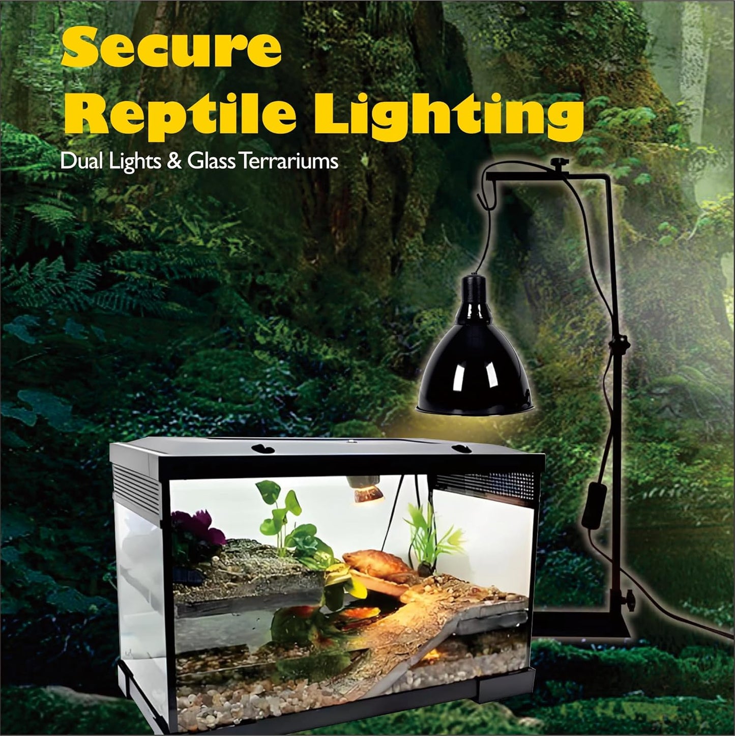 Upgraded Mounting Spring Clips for Reptile Habitat Lighting Domes (2 Pack) - Universal Terrarium Lid Clamps, Secure Heat Lamp Dome Lock Stainless Steel Material