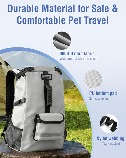Dog Backpack for Small & Medium Dogs – 4-Layer Safety Pet Carrier with Thick Shoulder Straps, Detachable Waist Bag, Breathable Mesh & Storage Pockets for Travel & Hiking