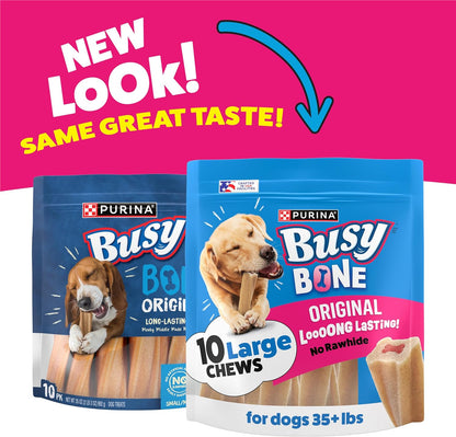 Purina Busy Bone Adult Dog Chew Bone Treats, Original - 10 ct. Pouch
