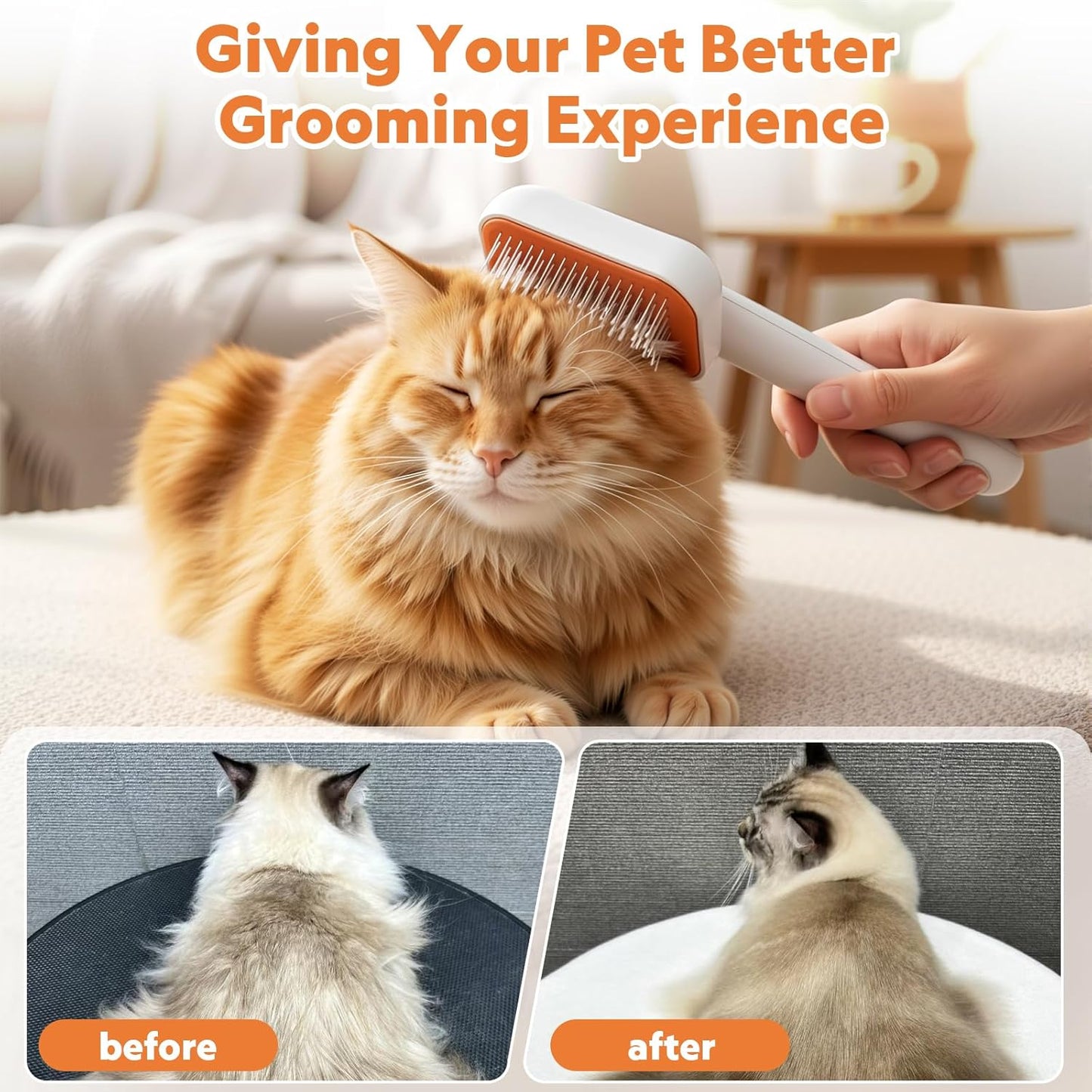 3-in-1 Cat Steam Brush with Mist Spray, Pet Grooming Deshedding Brush with One-Click Hair Release for Long & Short Hair Cats