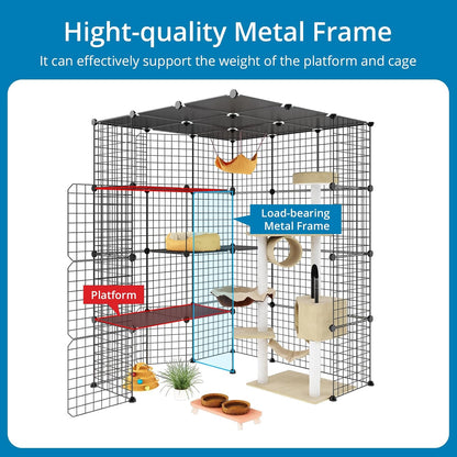 Large Cat Cage, Enclosures Indoor with Balcony, DIY Playpen Detachable Metal Wire Kennels Crate 3x3x4 Large Exercise Place Ideal for 1-3 Cats