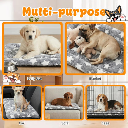 4 Pcs Dog Bed Mat Plush Orthopedic Outdoor Crate Mat with Non-Slip Bottom Washable Dog Cats Kennel Pad Reversible Crate Pads Soft Bed Crate-Pads for Crates, Travel, and Home(16 x 24 x 1.4 Inch,Gray)