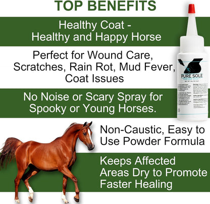 Thrush Treatment for Horses | Pure Sole Thrush Dust 2 oz – Non-Caustic Horse Hoof Powder for Cracks, Frogs and White Line | Helps to Maintain Healthy Hooves | Helps with Rain Rot and Coat Issues