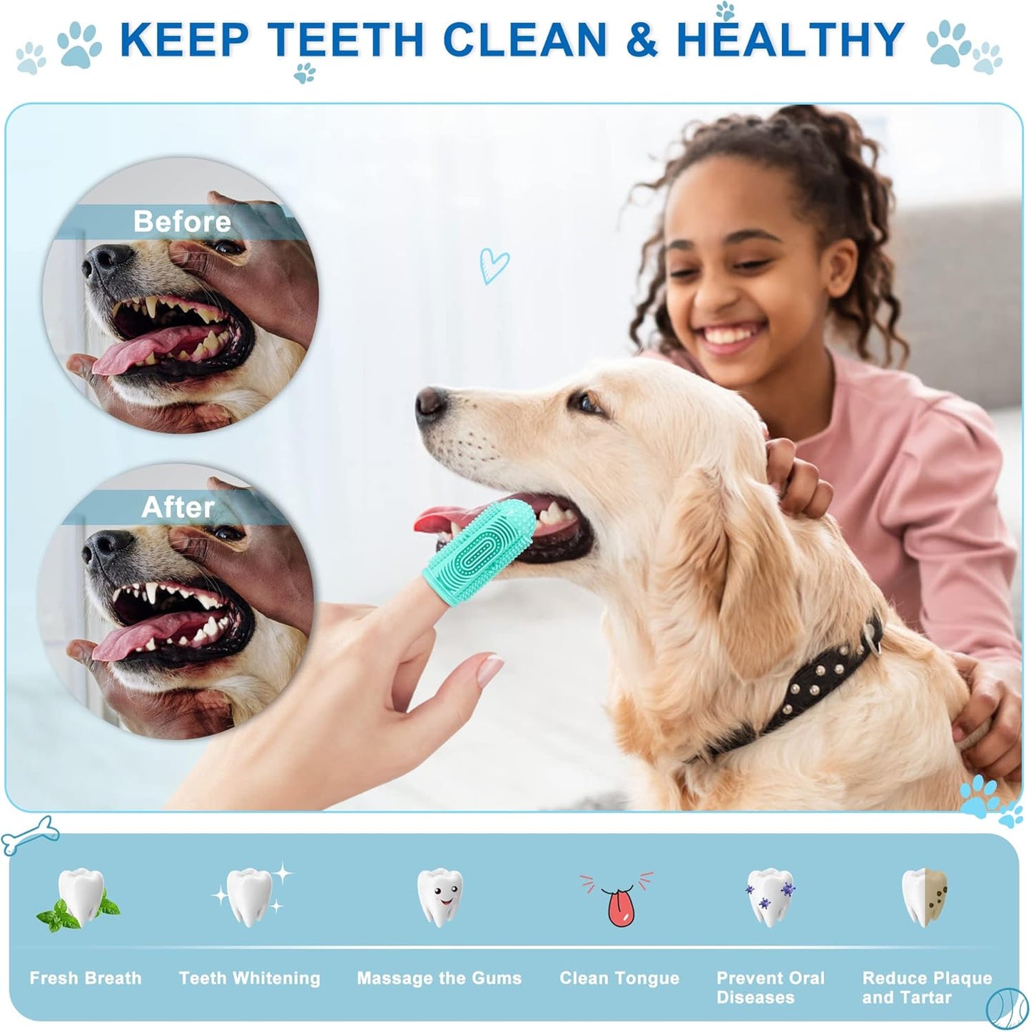 Dog Toothbrush 4 Pack Dog Tooth Brushing Kit Dogs Finger Toothbrush for Teeth Cleaning & Dental Care Cat Toothbrushs Doges Tooth Brush Puppy toothbrushs Pet Toothbrushes Finger Brush