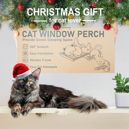 Cat Window Perch, Cozy Cat Window Hammock for Indoor Cats with 2 Pack of Sisal Window Shelf - for Sunbathing, Napping & Overlooking