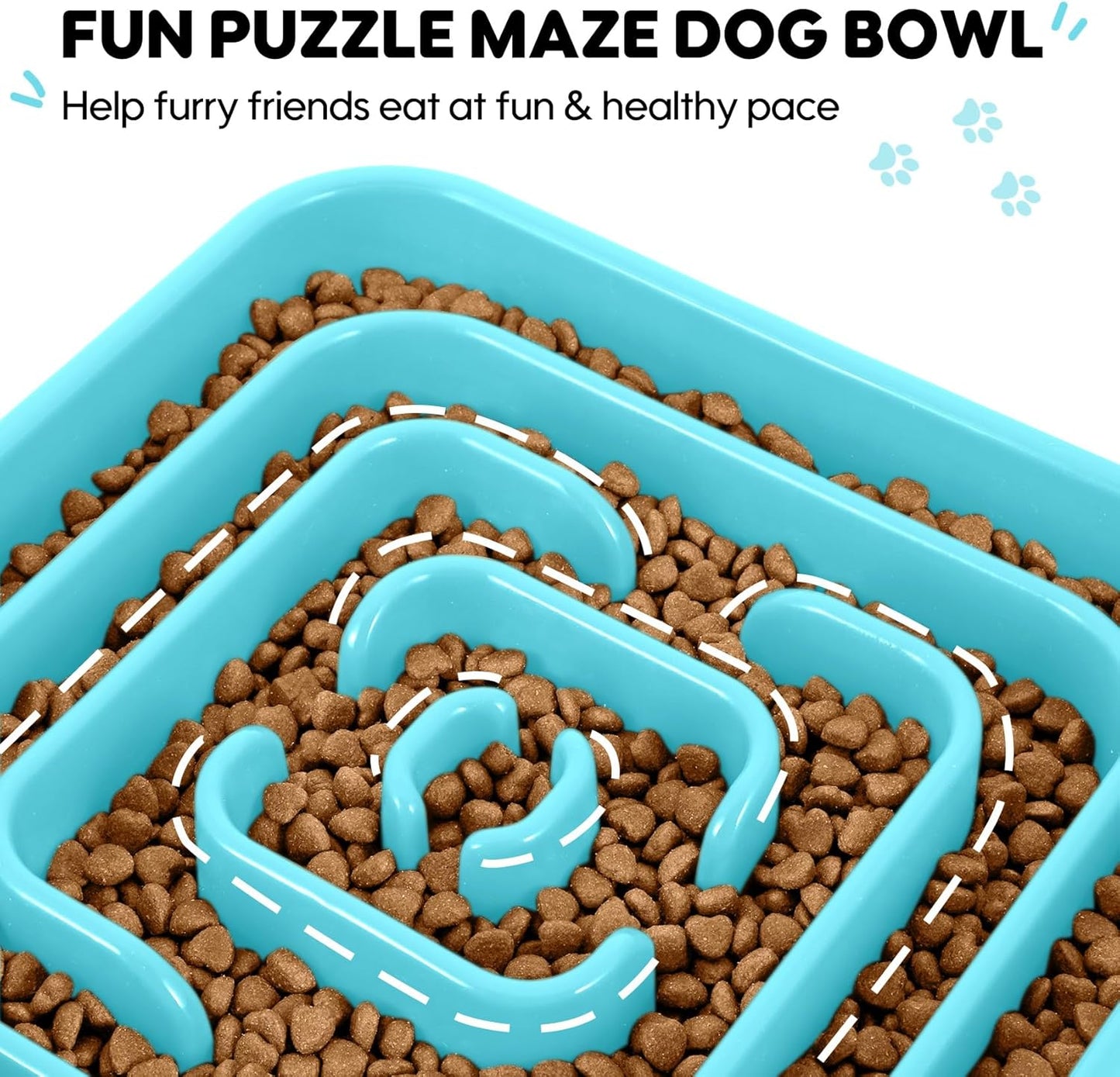 TOBYTO Slow Feeder Dog Bowls for Large Medium Breed, Anti-Choking Pet Slow Feeding Food Bowl, Non Slip Maze Puzzle Dog Feeder Bowl Prevent Bloating,Blue