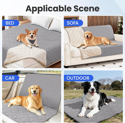 Waterproof Dog Blanket, Non-Slip Soft Pet Bed Cover, Couch Cover for Dogs Washable, Protects Sofa, Furniture, Crate, Car, Tear Resistant Leakproof Pet Blanket (52x82 Inch, Light Grey)