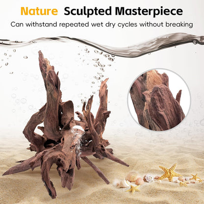 EFFIELER Natural Driftwood for Aquarium Decor – Real Wood Branches Fish Tank, Reptile Habitat, Terrarium, Hermit Crab,Aquatic Pets – Unique Size (14-17 Inch,1-Pack)
