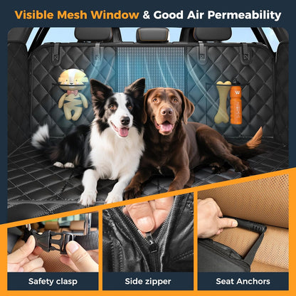 Dog Car Seat Cover for Back Seat, Hard Bottom Back Seat Extender for Dogs - Supports 400lbs,New Waterproof, Scratch Resistant, Anti Slip Portable Dog Hammock